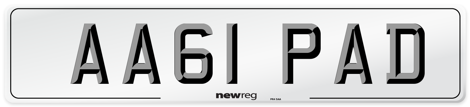 AA61 PAD Number Plate from New Reg